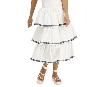 NWT Macy’s INC International Concepts -Smocked Tiered Skirt. White. Size XL.